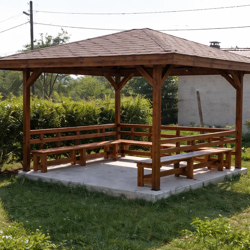 Барбекю с облицовка и рафт